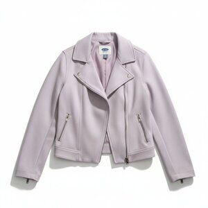 Old Navy Lilac Faux Suede Moto Jacket XS Light Purple Zip Biker Jacket